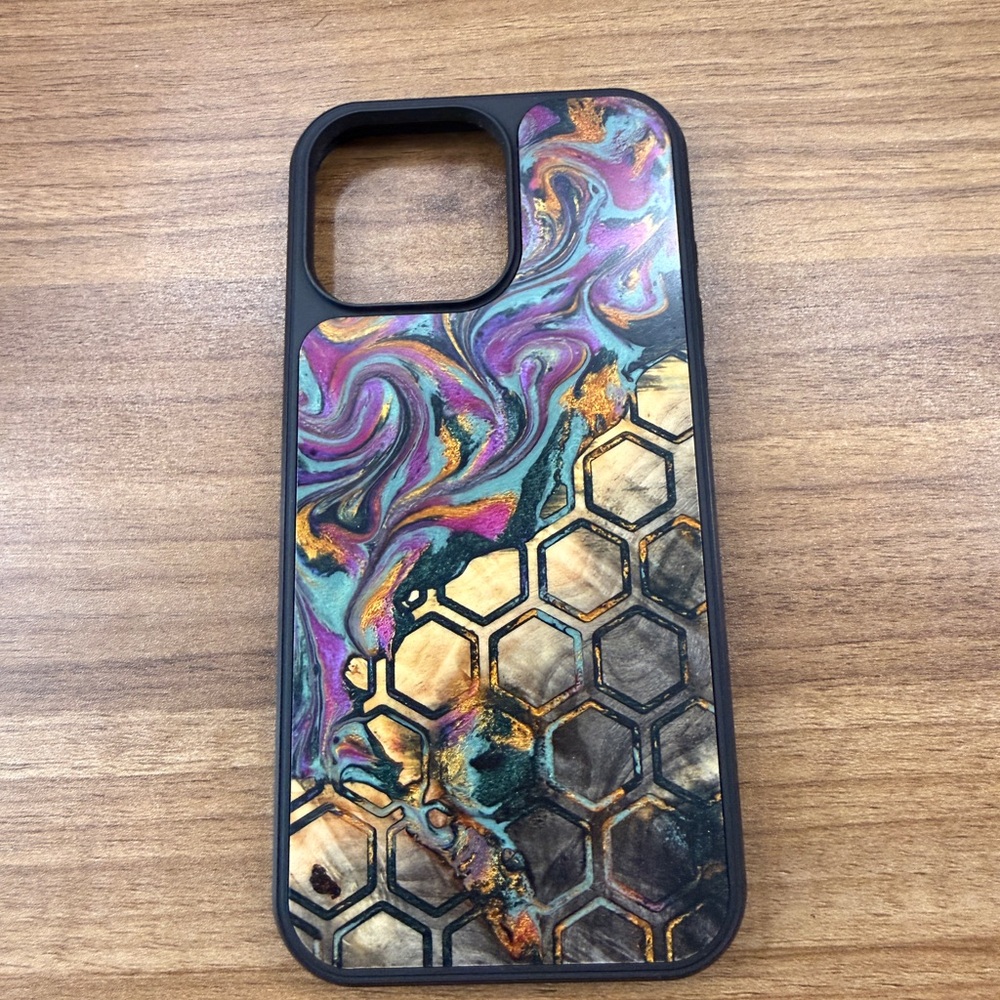 Hexagonal Swirl Phone Case - Purple, Gold, Black